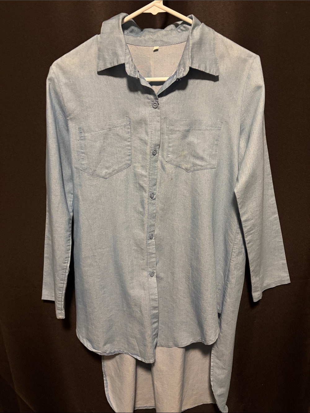 Source Unknown Light Blue Long Sleeve Tunic Shirt